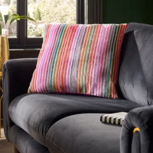 Bright 59x59cm Cut Velvet Stripe Cushion