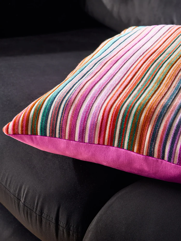 Bright 59x59cm Cut Velvet Stripe Cushion