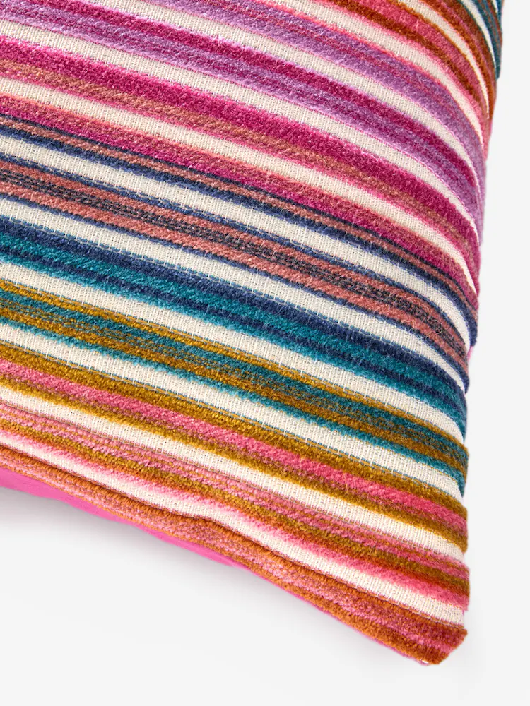 Bright 59x59cm Cut Velvet Stripe Cushion