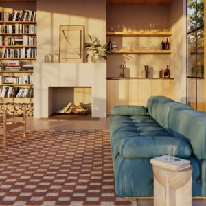 Brown Wool Handwoven Checkered Area Rug