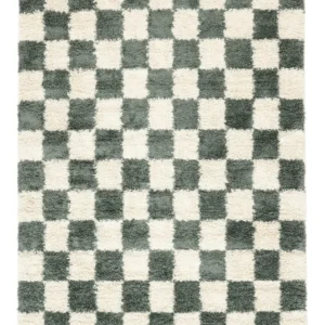 Chessie Green Off White Shaggy Rug