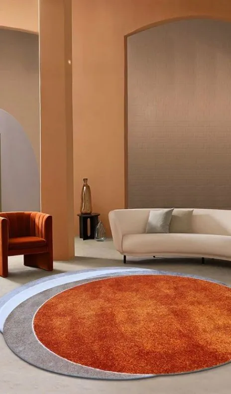 Custom Made Brown Color Round Rug