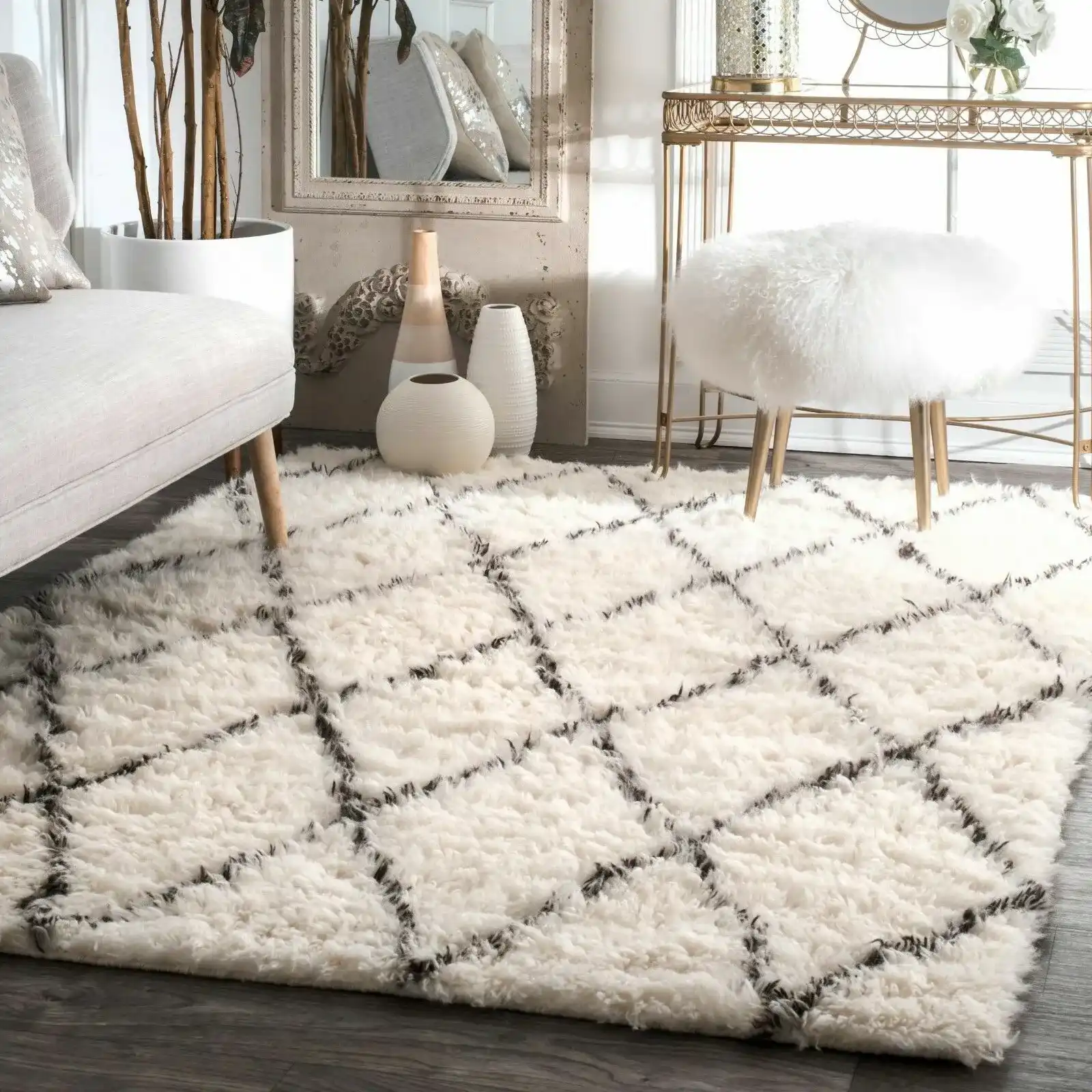 Custom Wool Rug in a Living Room
