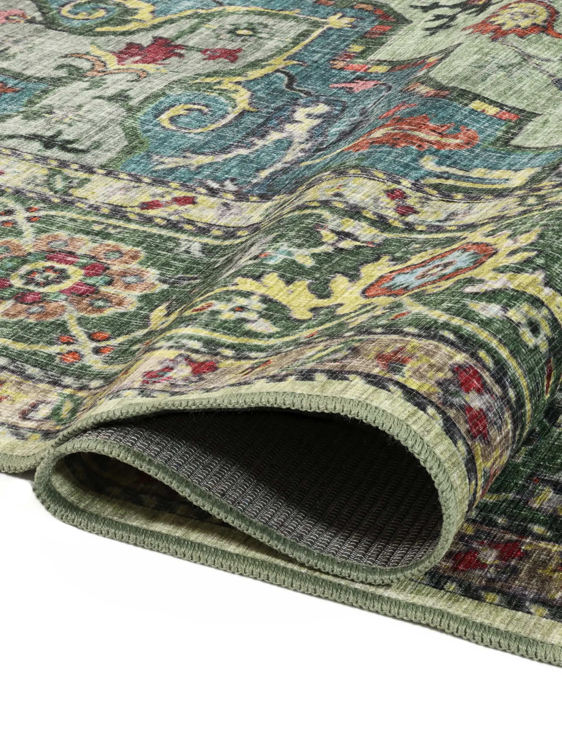 Georgia Oriental Green Multicolor Cotton rug