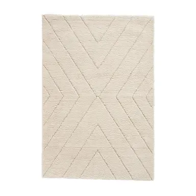 Ideal Shaggy Cream Berber Geo Rug