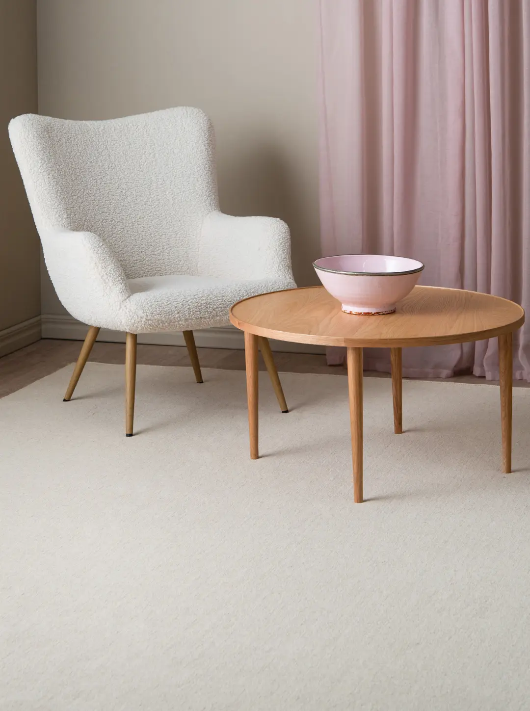 Natural White Wool rug
