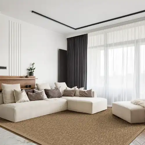 Natural sisal rug in modern Dubai living room