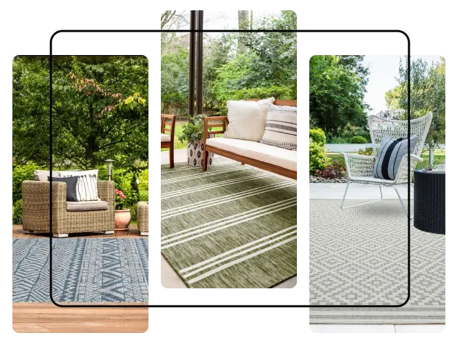 Outdoor rugs in Dubai for garden patios, balconies and outdoor seating areas