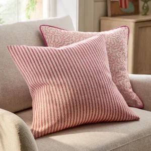 Pink 50 x 50cm Woven Stripe Cushion