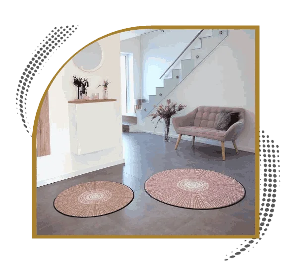 Pink color round rugs for living room