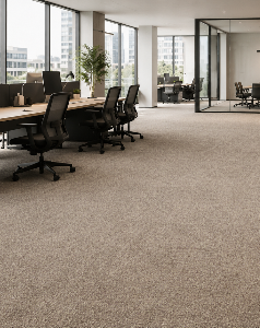 Beige office carpets in a modern workspace by Rug Dubai, a trusted Carpets Dubai brand.