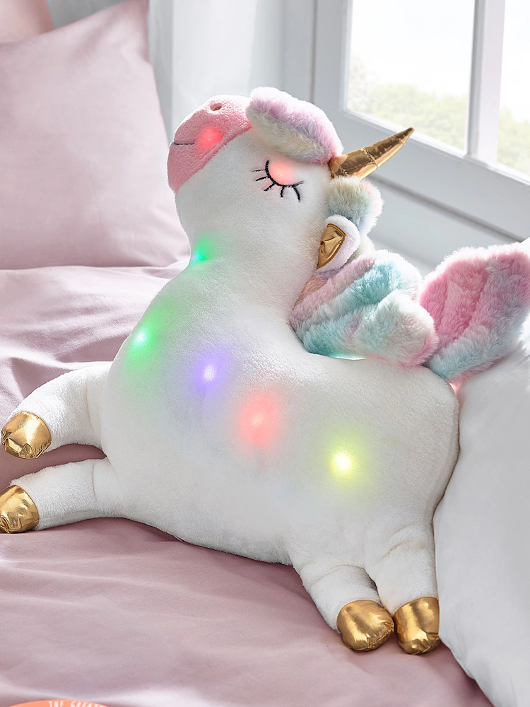 White Light Up Unicorn Cushion