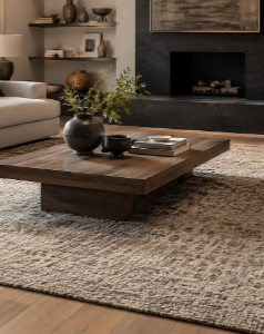 Premium wool rug styled in a modern living room by Rug Dubai