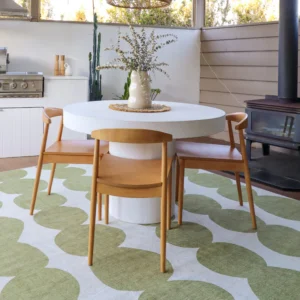 Brynne Green Ivory Indoor Outdoor Washable Rug