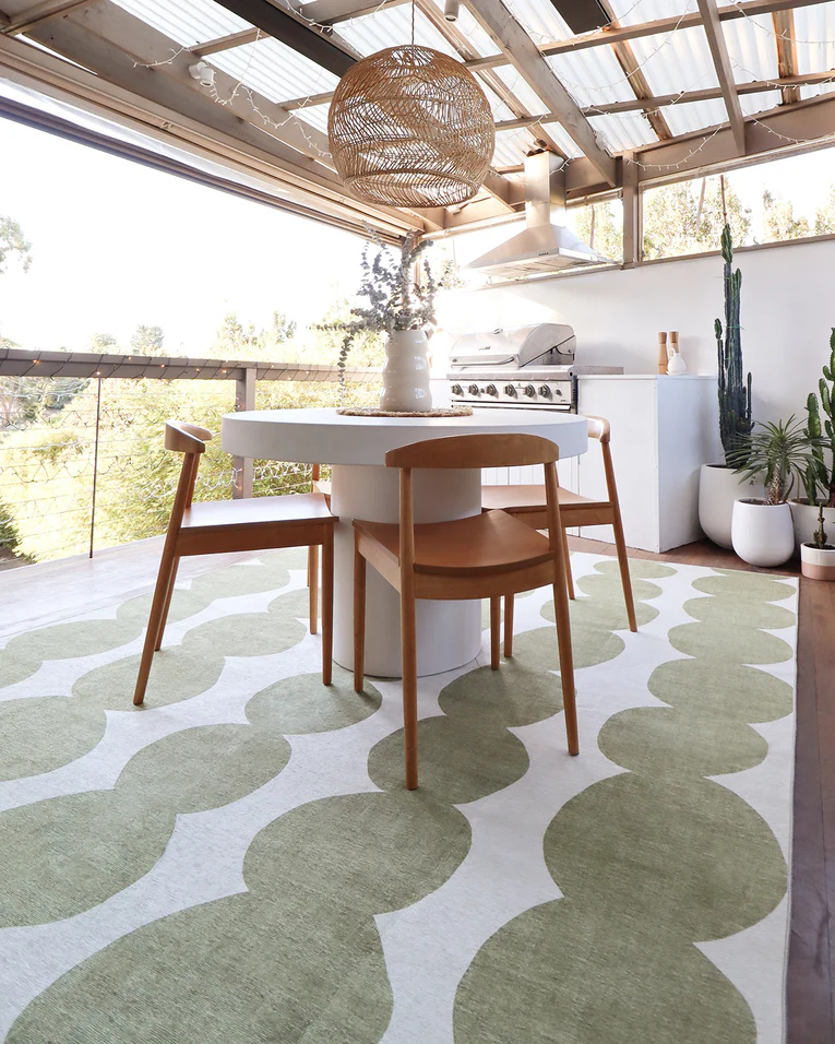 Brynne Green Ivory Indoor Outdoor Washable Rug - Image 3