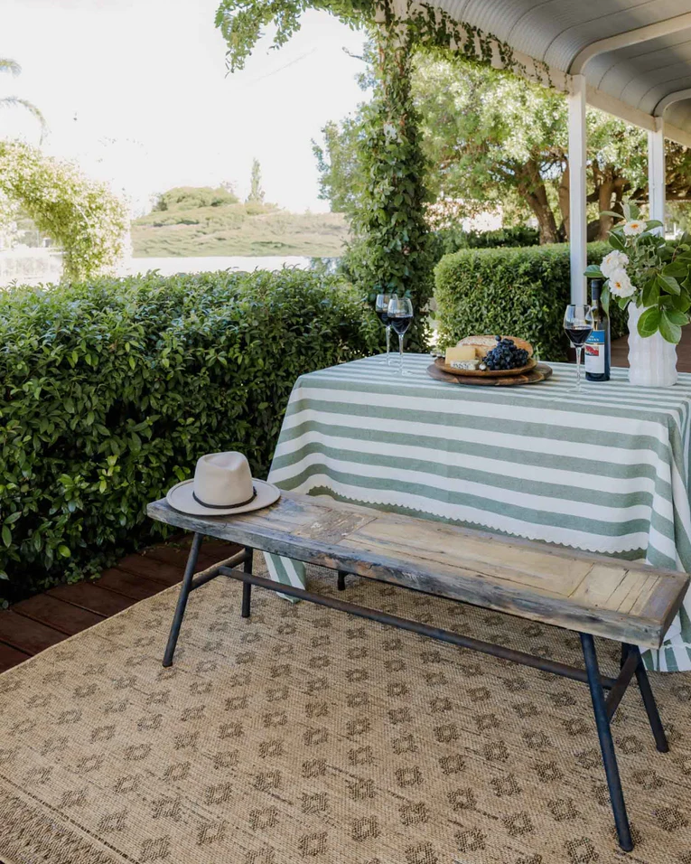 Cove Sand Nude and Ash Medallion Indoor Outdoor Rug
