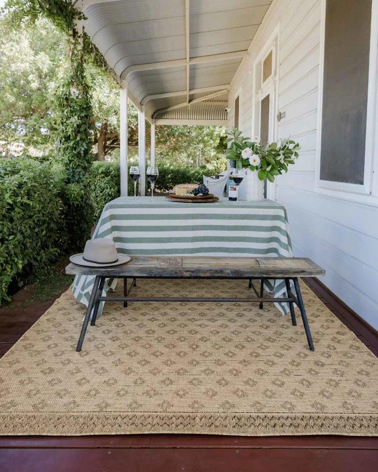 Cove Sand Nude and Ash Medallion Indoor Outdoor Rug - Image 3