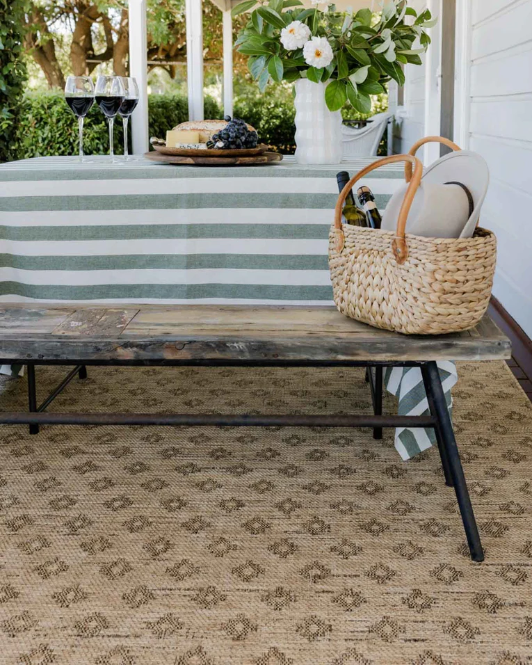 Cove Sand Nude and Ash Medallion Indoor Outdoor Rug - Image 2