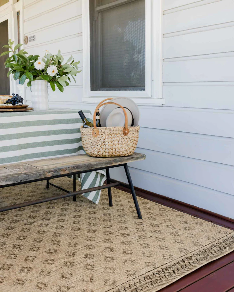 Cove Sand Nude and Ash Medallion Indoor Outdoor Rug - Image 5