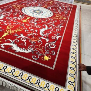 Golden Flourish Red Rug