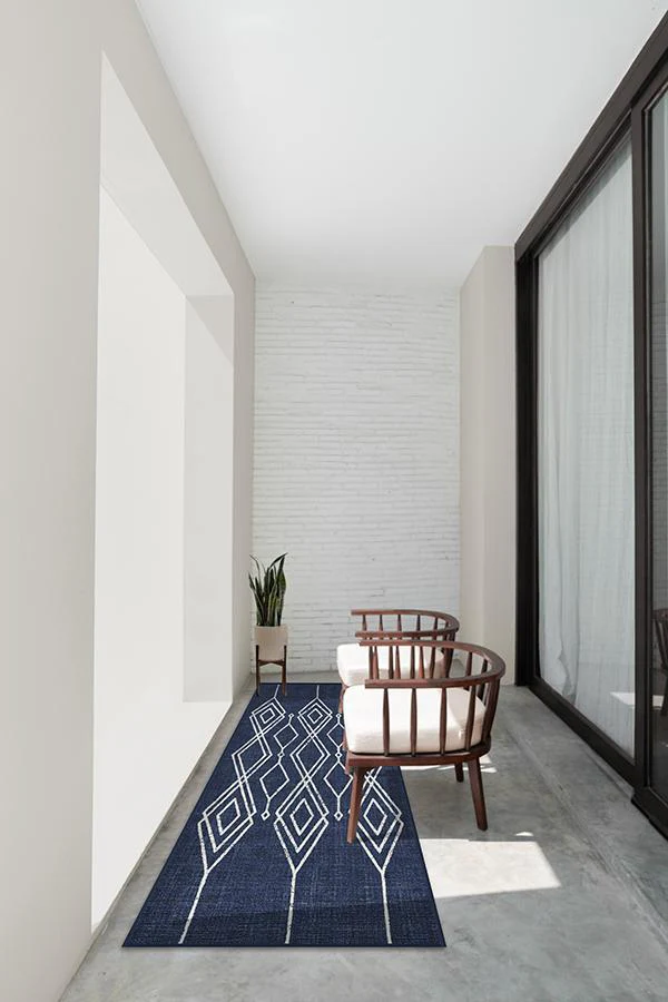 Gemma Lattice Royal Blue Outdoor Rug - Image 3