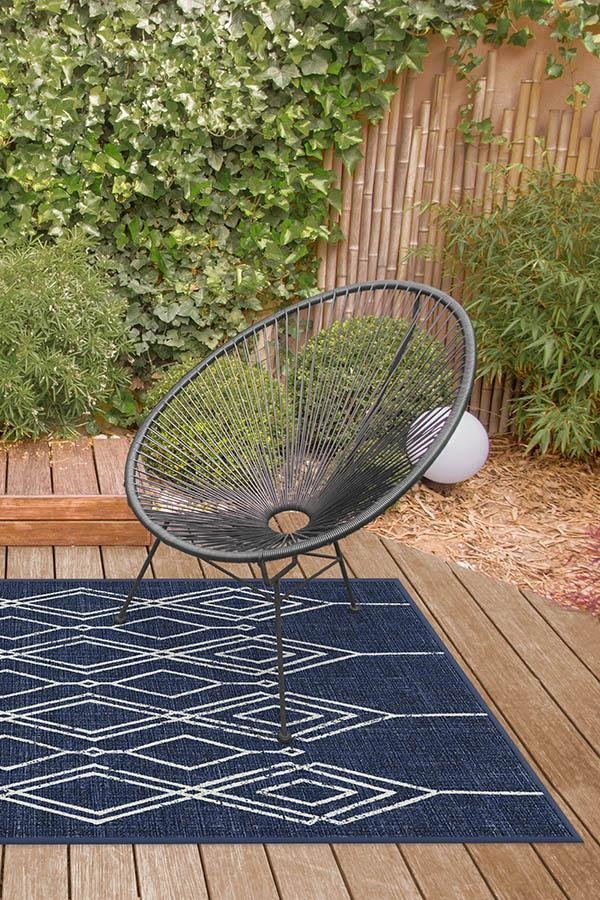 Gemma Lattice Royal Blue Outdoor Rug - Image 4