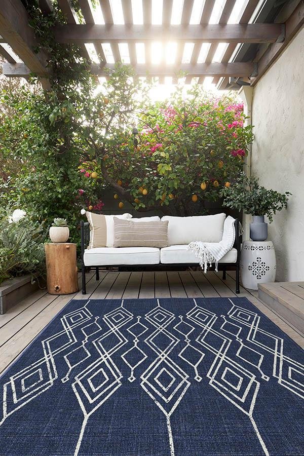 Gemma Lattice Royal Blue Outdoor Rug - Image 2