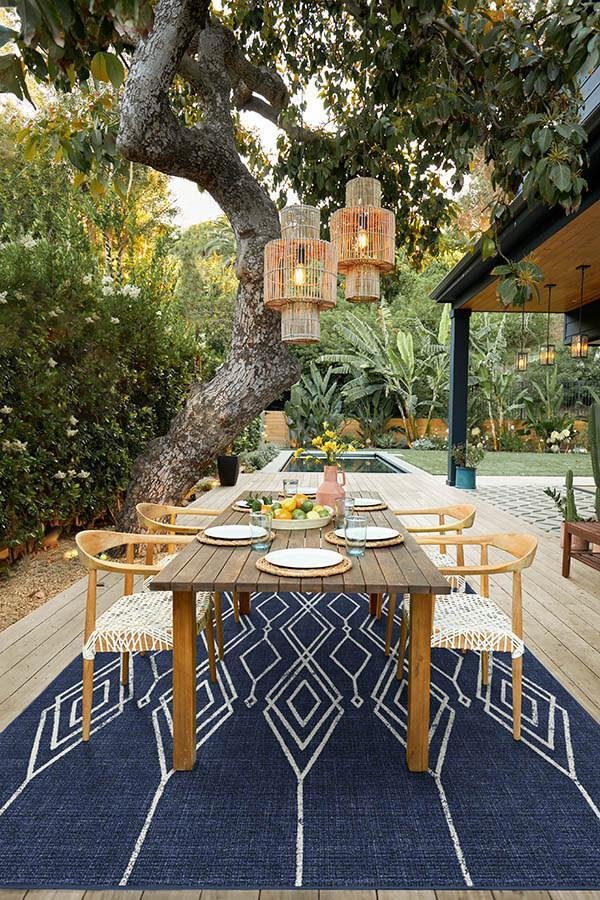 Gemma Lattice Royal Blue Outdoor Rug - Image 5