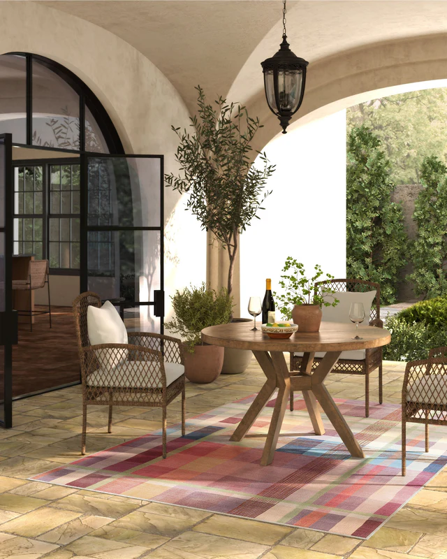 Margot Tartan Berry Multicolour Outdoor Rug - Image 4