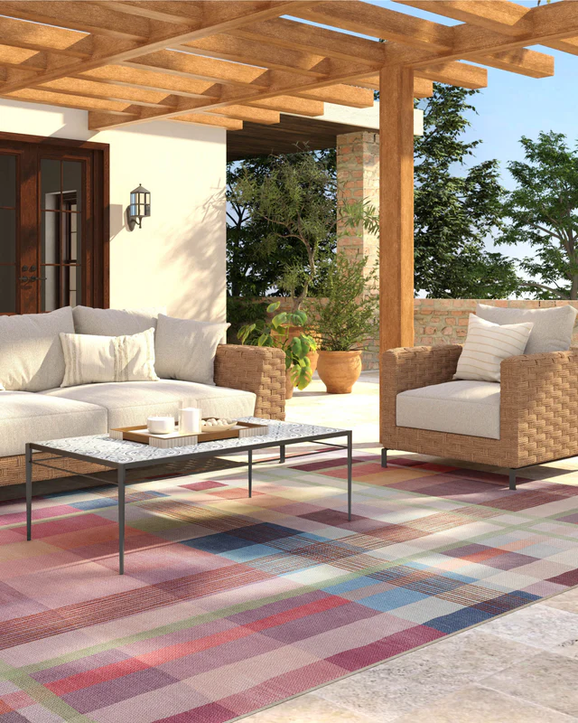 Margot Tartan Berry Multicolour Outdoor Rug