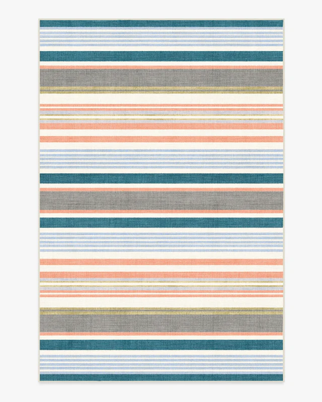 Tropez Stripe Teal Multicolour Outdoor Rug - Image 2