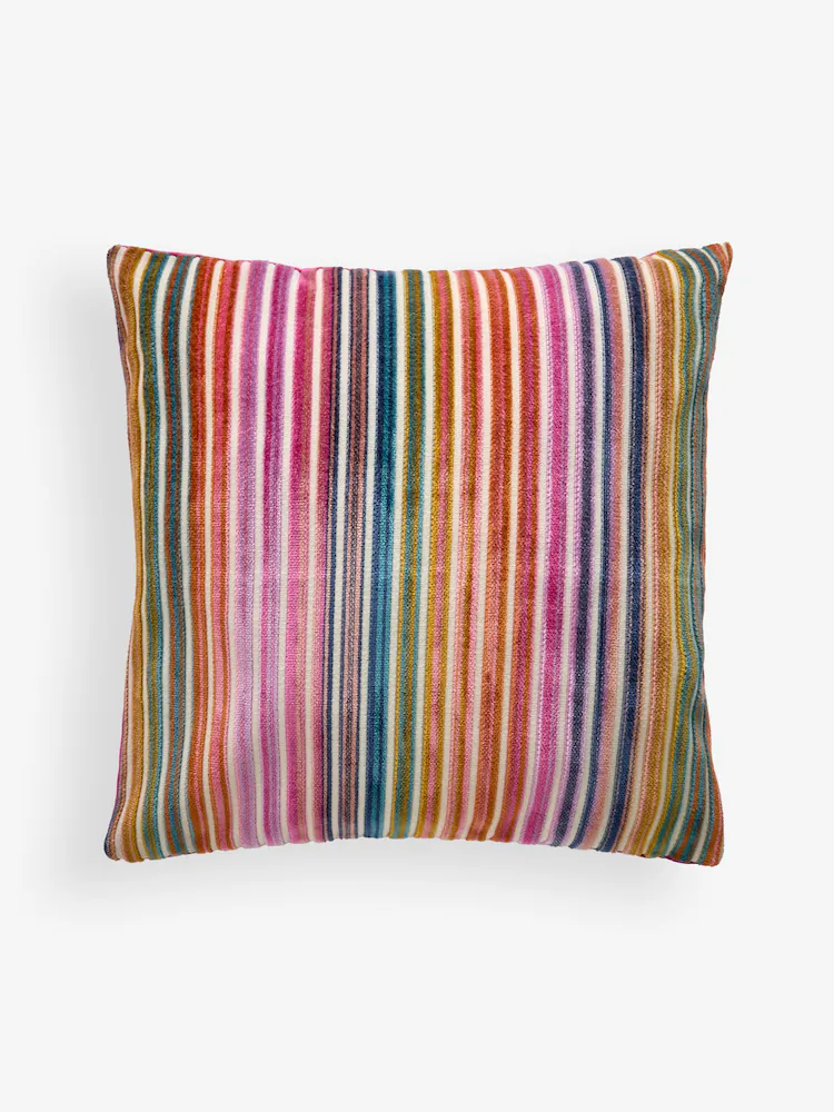 Bright 43 x 43cm Cut Velvet Stripe Cushion - Image 4