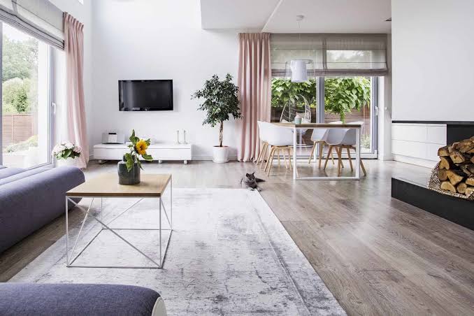 Clean dry living room with rug