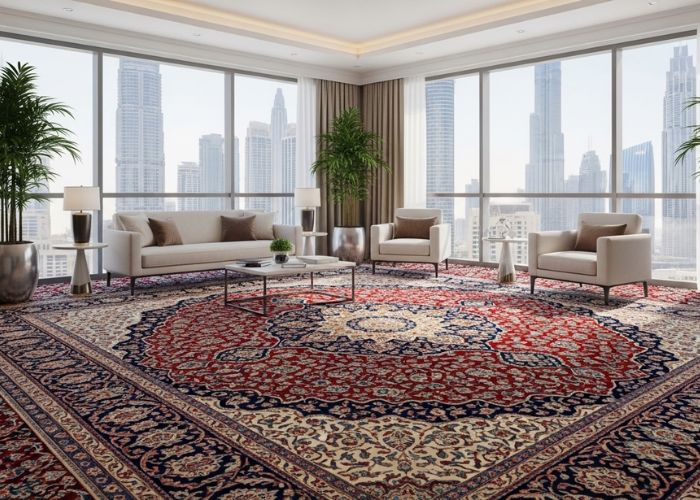 Decorative wool rug texture close-up Dubai