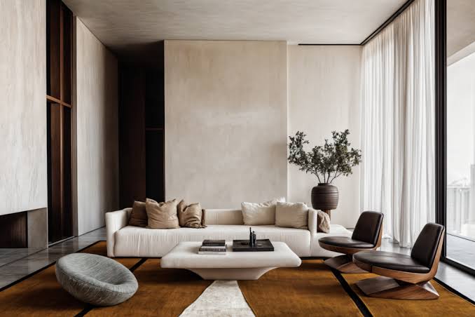 Elegant wool rug design modern Dubai interior