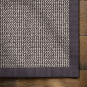 Grace Rocky Cove Wool Rug with Linen Damson Border