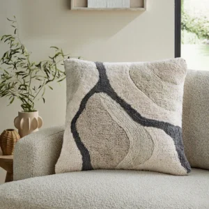 Monochrome 50 x 50cm Abstract Berber River Cushion