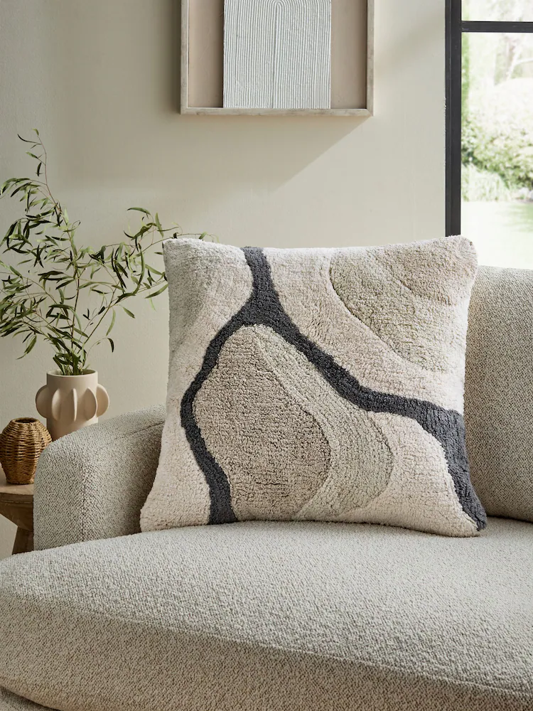 Monochrome 50 x 50cm Abstract Berber River Cushion