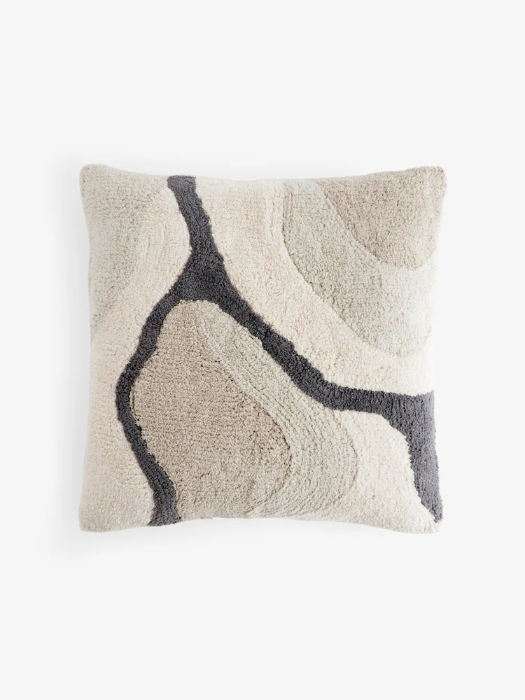 Monochrome 50 x 50cm Abstract Berber River Cushion - Image 3