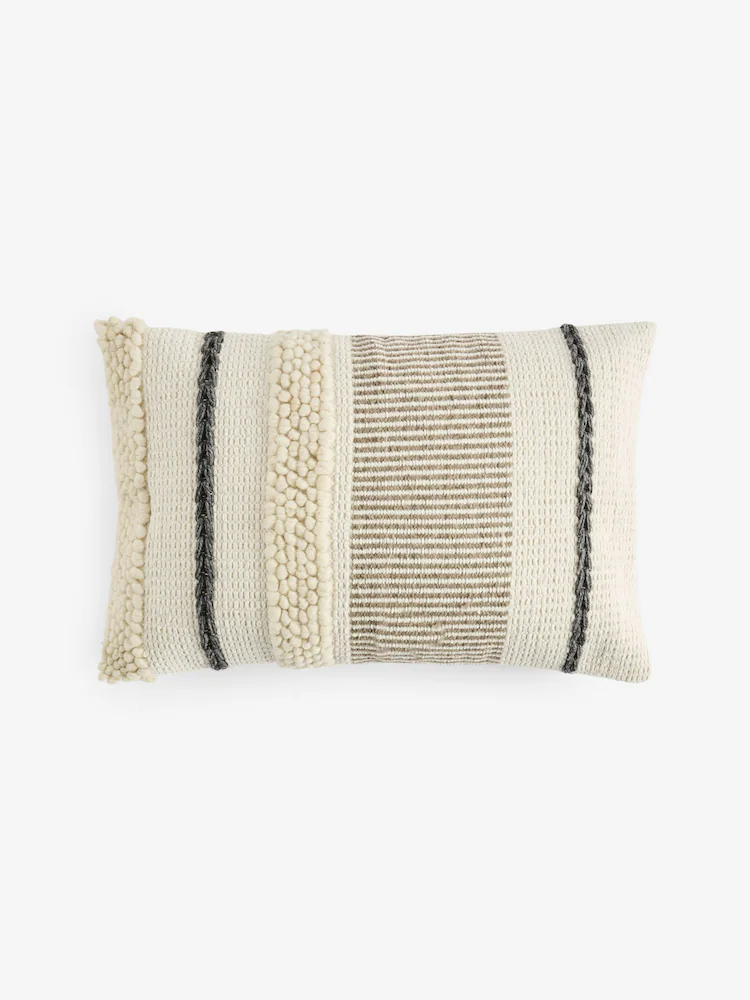 Natural 40 x 59cm Textured Stripe Cushion - Image 3
