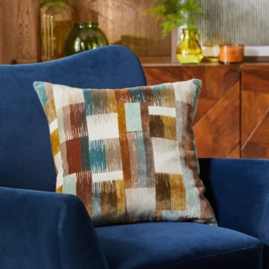 Orange Cut Velvet Retro Etch 43 x 43cm Cushion