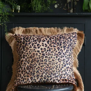 Rockett St George Leopard Love Velvet Fringe Cushion