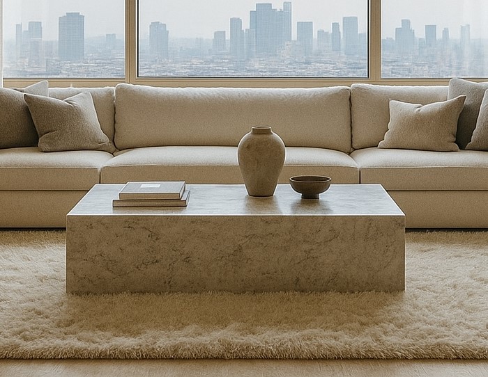 Shaggy rug in bedroom living space