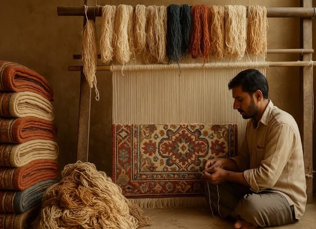 Tight fibre weaving quality check handmade rug