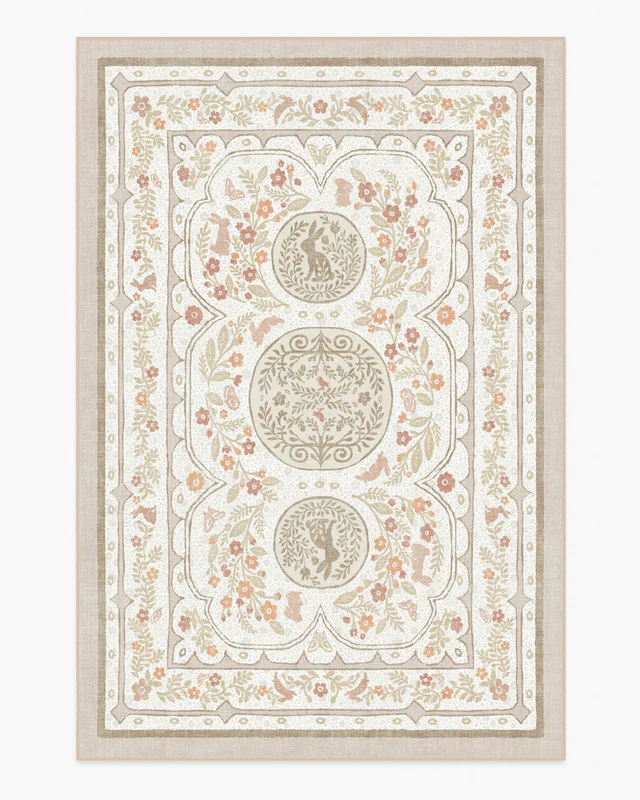 Twin Bunny Border Natural Rug