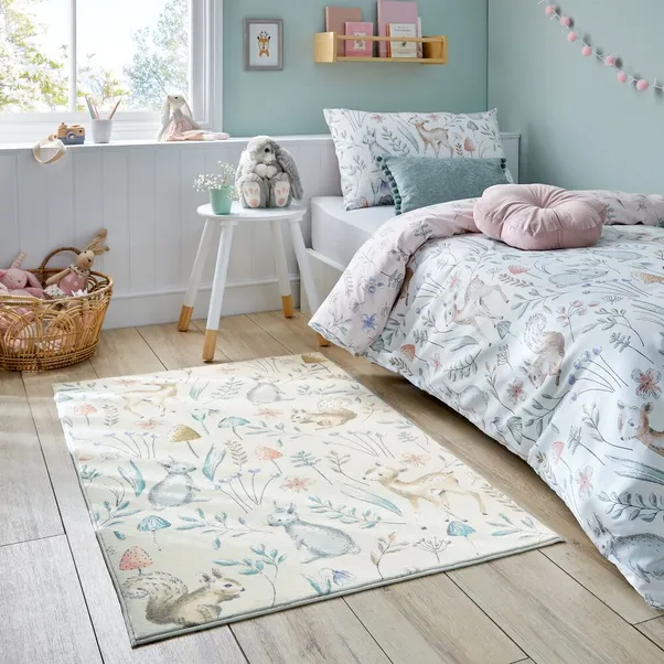 Woodland Animals Washable Faux Fur Rug - Image 2