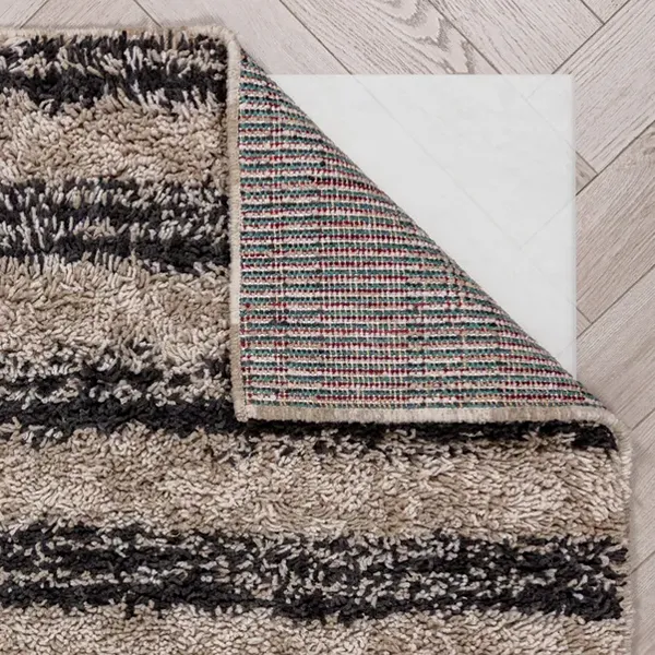Arven Textured Stripe Plush Shaggy-Rug