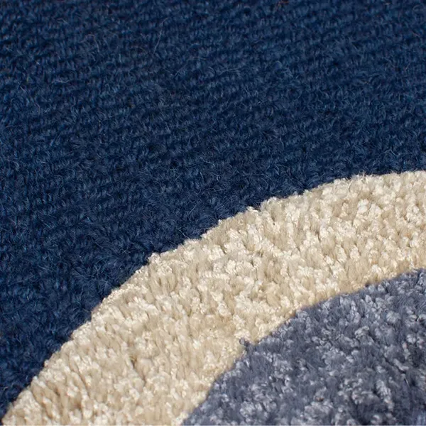 Azure Wave Border Wool Shaggy-Rugs