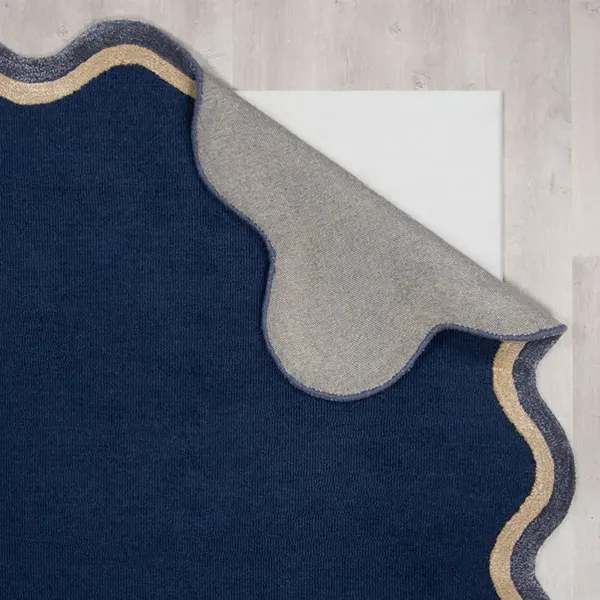 Azure Wave Border-Wool Shaggy Rugs