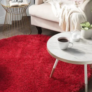 CIDE Red Round Plush Shaggy Rugs